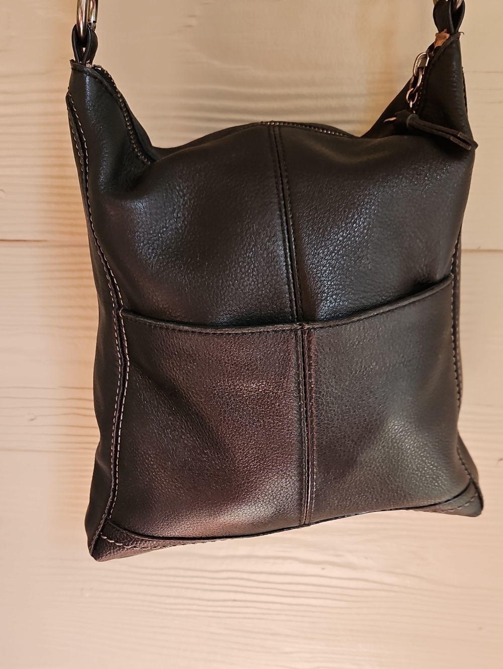 The Sak " LUCIA" Black Leather Crossbody with Woven Blue Accent Strap - Picture 5 of 17